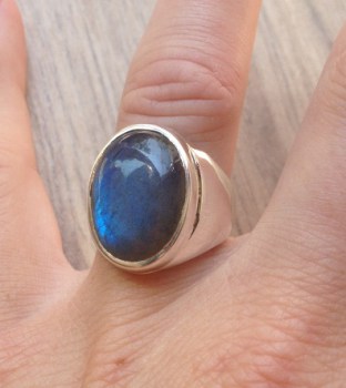 Zilveren edelsteen ring met Labradoriet ring maat 17.3 mm